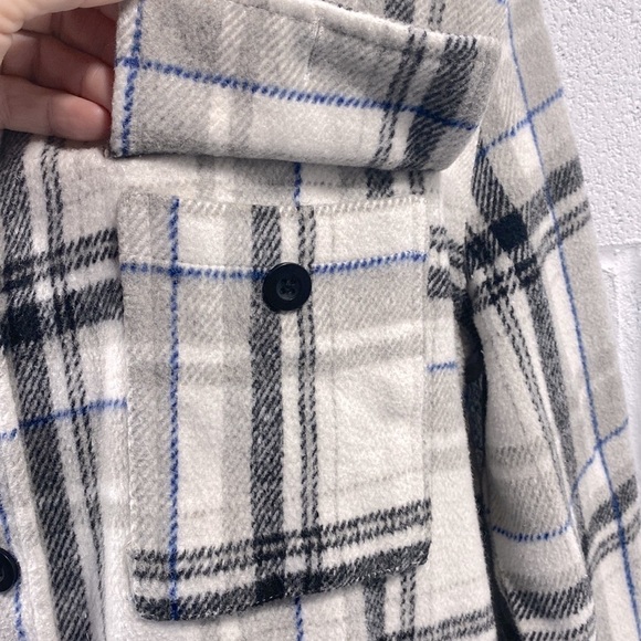 Fleece plaid button up shirt / blouse - Picture 5 of 10